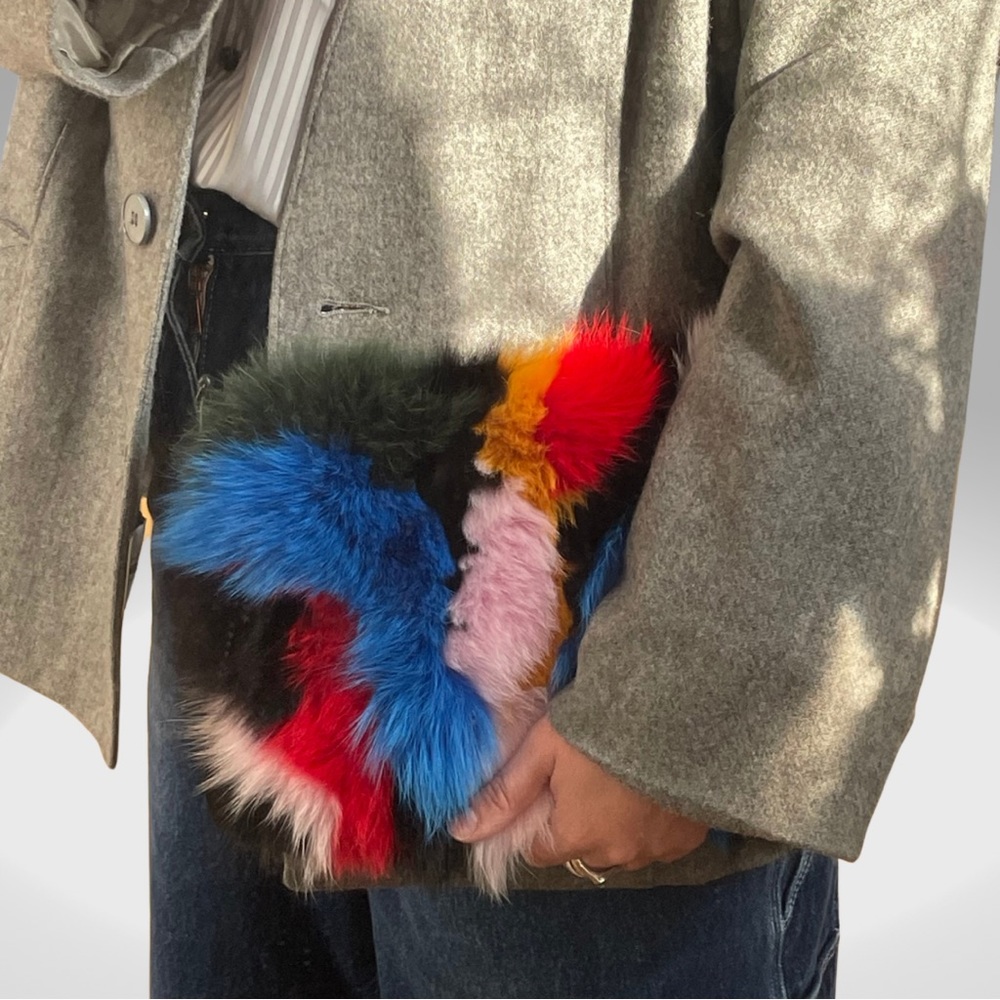 Loeffler Randall Multicolored Fur Pouch